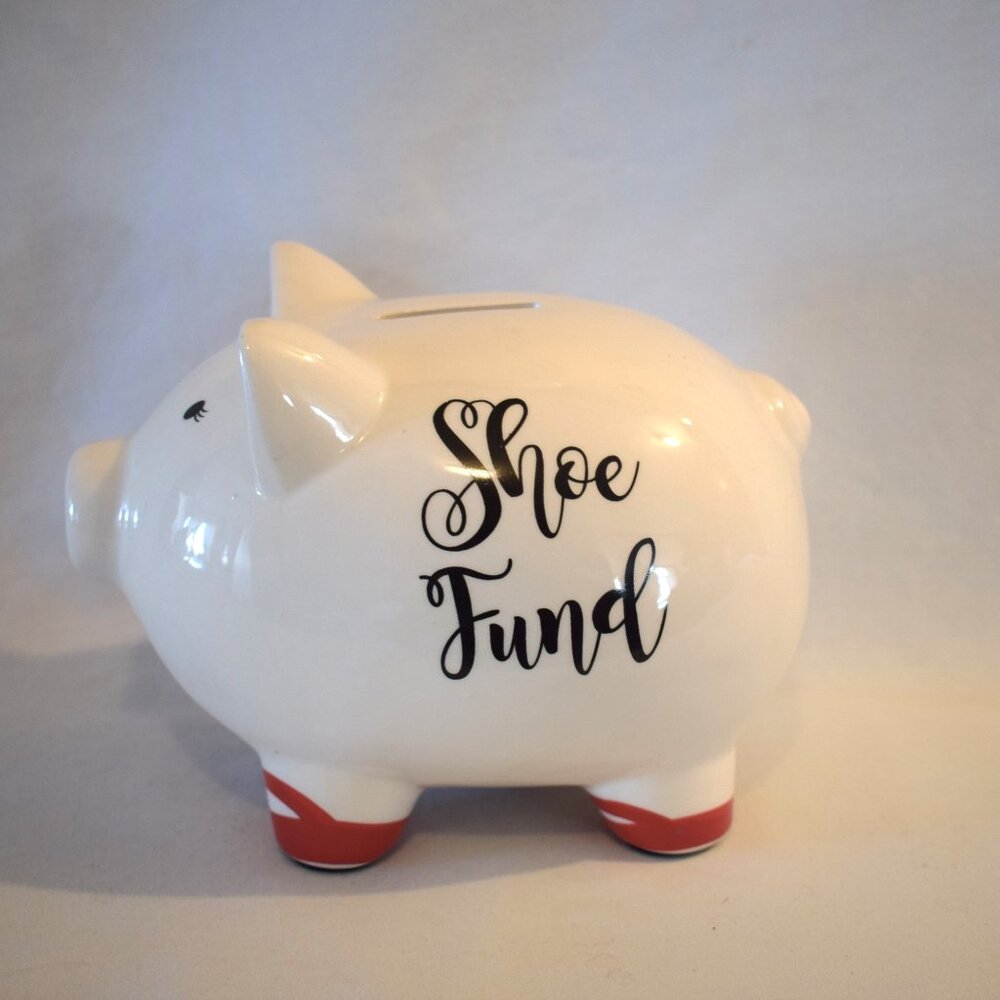 Vintage Prinz Shoe Fund Pig with Lipstick Piggy Bank With Stopper